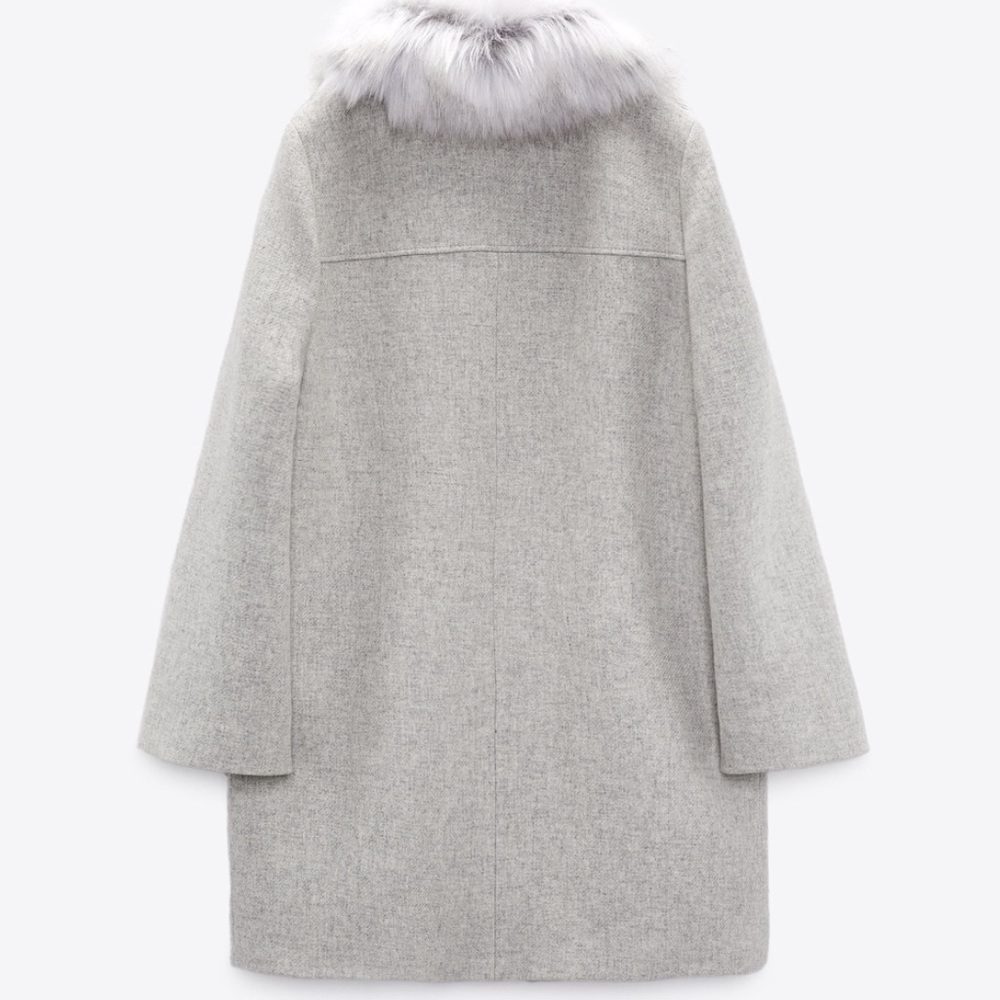 ZARA COAT WITH FAUX FUR COLLAR SZ S - Picture 9 of 10